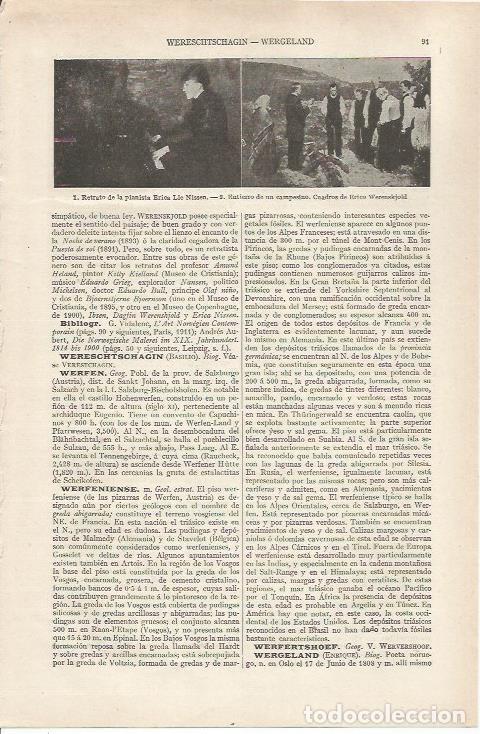 Otros art&iacute;culos de coleccionismo en papel: LAMINA ESPASA 36764: Retrato de la pianista Erica Lie Nissen, por Werenskjold - Varios