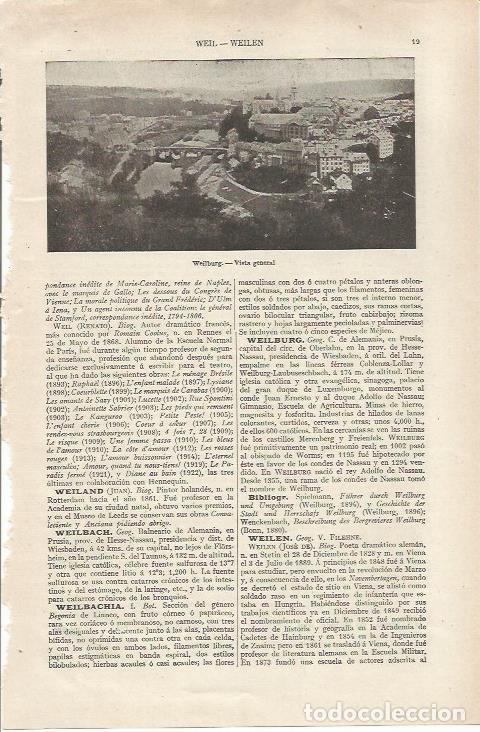 Otros art&iacute;culos de coleccionismo en papel: LAMINA ESPASA 36749: Vista de Weilburg, Alemania - Varios