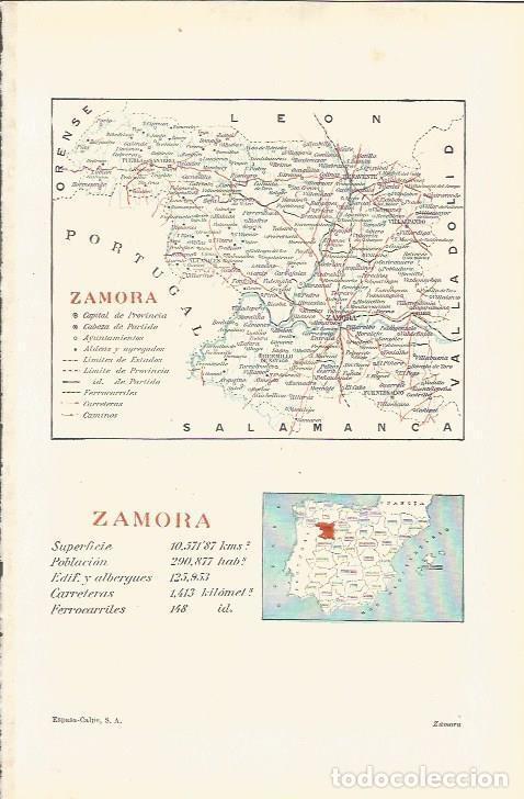 Otros art&iacute;culos de coleccionismo en papel: LAMINA ESPASA 36943: Mapa de la provincia de Zamora - Varios