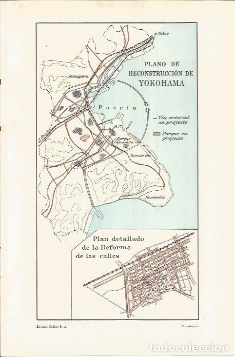 Otros art&iacute;culos de coleccionismo en papel: LAMINA ESPASA 36900: Plano de la reconstruccion de Yokohama, Japon - Varios
