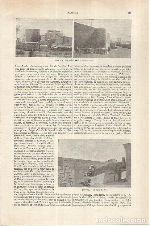 Otros art&iacute;culos de coleccionismo en papel: LAMINA ESPASA 36951: Casa del Cid, castillo y murallas de Zamora - Varios