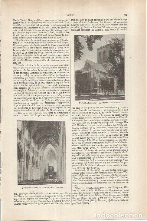 Otros art&iacute;culos de coleccionismo en papel: LAMINA ESPASA 36903: Catedral de York, Inglaterra - Varios