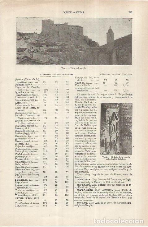 Otros art&iacute;culos de coleccionismo en papel: LAMINA ESPASA 36893: Castillo de Yeste, Albacete - Varios