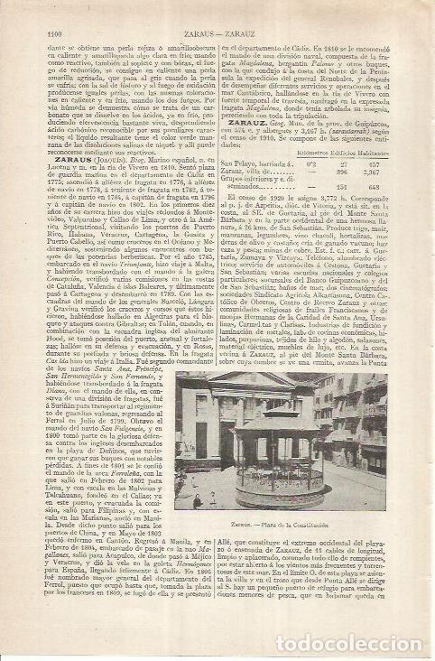 Otros art&iacute;culos de coleccionismo en papel: LAMINA ESPASA 37001: Plaza de la Constitucion en Zarauz, Guipuzcoa - Varios