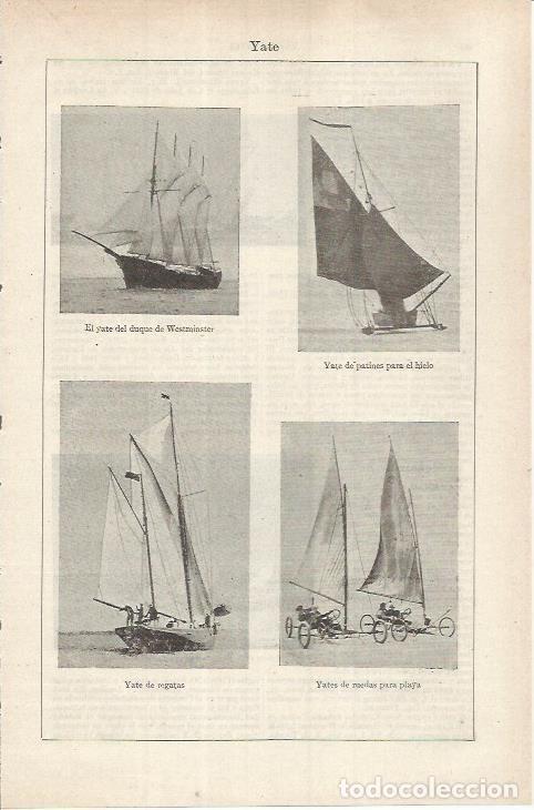 Otros art&iacute;culos de coleccionismo en papel: LAMINA ESPASA 36878: Yates del Duque de Westminster, de regatas, para el hielo y para playa - Varios