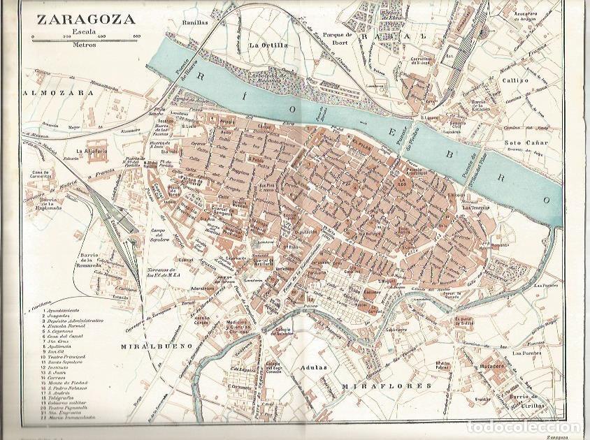 Otros art&iacute;culos de coleccionismo en papel: LAMINA ESPASA 36981: Plano de Zaragoza - Varios