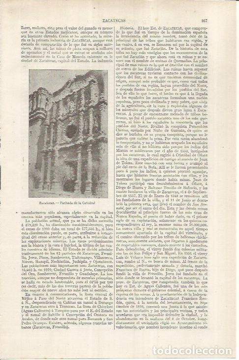 Otros art&iacute;culos de coleccionismo en papel: LAMINA ESPASA 36928: Catedral de Zacatecas, Mexico - Varios