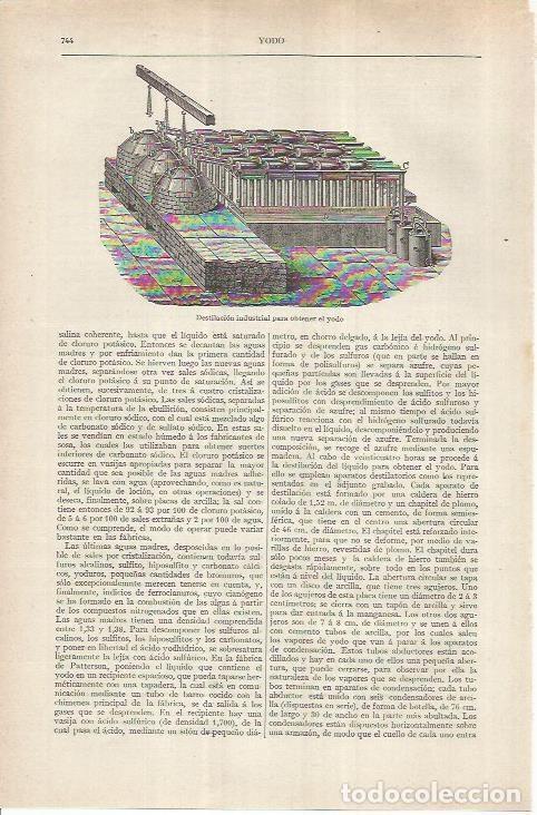 Otros art&iacute;culos de coleccionismo en papel: LAMINA ESPASA 36896: Destilacion industrial para la obtencion de yodo - Varios