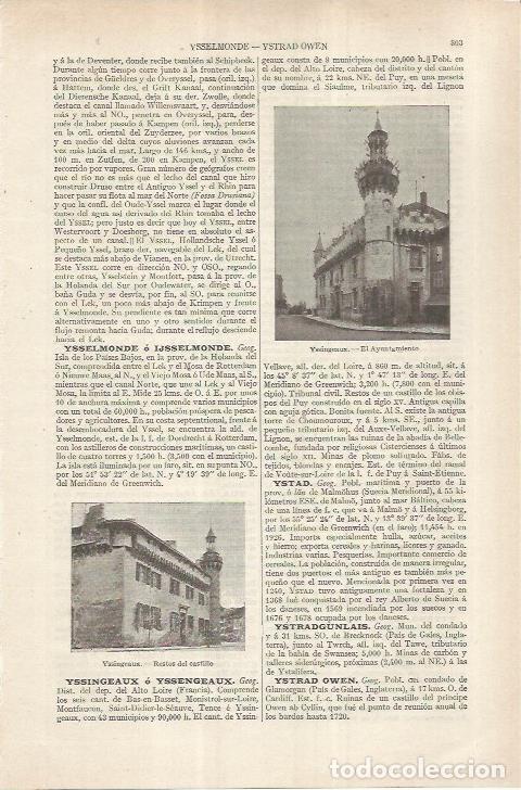 Otros art&iacute;culos de coleccionismo en papel: LAMINA ESPASA 36911: Ayuntamiento y castillo de Yssingeaux, Francia - Varios
