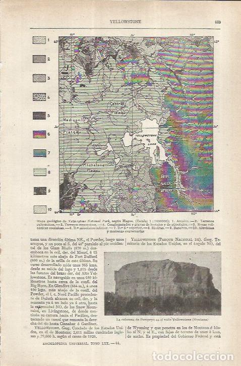 Otros art&iacute;culos de coleccionismo en papel: LAMINA ESPASA 36886: Mapa geologico del Yellowstone - Varios