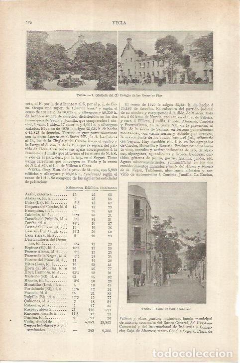 Otros art&iacute;culos de coleccionismo en papel: LAMINA ESPASA 36881: Glorieta y calle San Frnacisco en Yecla, Murcia - Varios