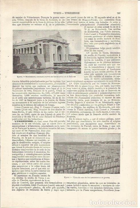 Otros art&iacute;culos de coleccionismo en papel: LAMINA ESPASA 36909: Monumento y cementerio de guerra en Ypres, Belgica - Varios