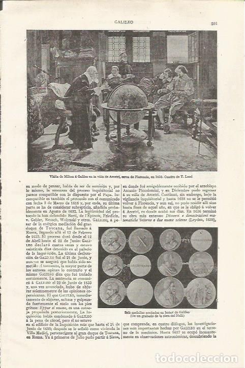 Otros art&iacute;culos de coleccionismo en papel: LAMINA ESPASA 37483: Visita de Milton a Galileo, por T. Lessi - Varios