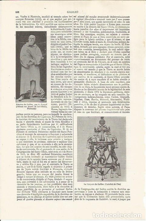 Otros art&iacute;culos de coleccionismo en papel: LAMINA ESPASA 37481: Estatua de Galileo en Florencia - Varios