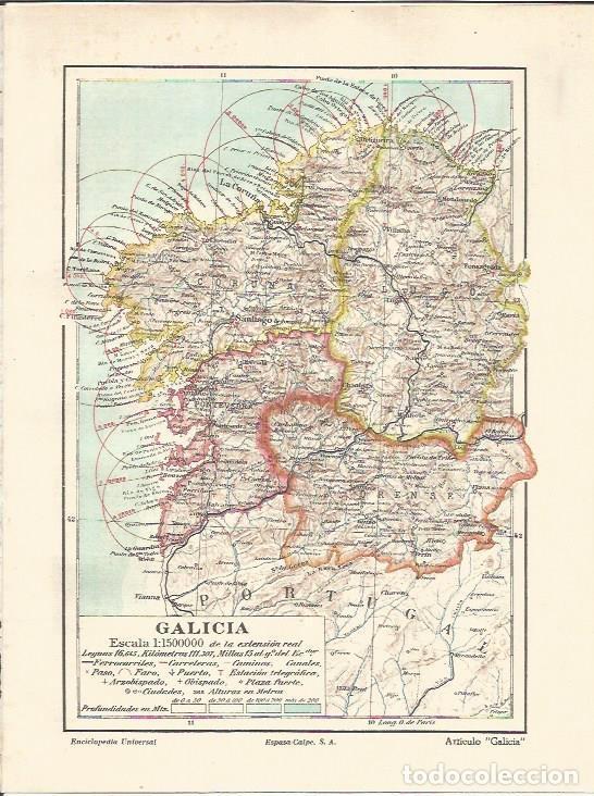 Otros art&iacute;culos de coleccionismo en papel: LAMINA ESPASA 37476: Mapa de Galicia - Varios