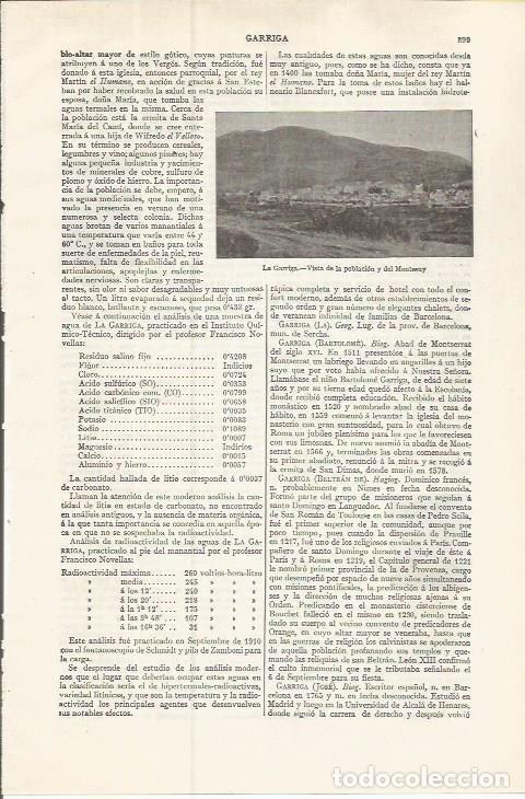 Otros art&iacute;culos de coleccionismo en papel: LAMINA ESPASA 37565: Vista de La Garriga, Barcelona - Varios
