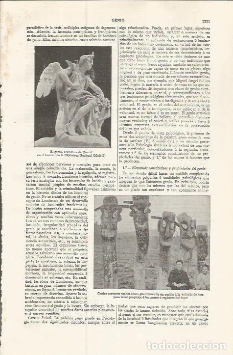 Otros art&iacute;culos de coleccionismo en papel: LAMINA ESPASA 37614: El genio, escultura de Querol - Varios