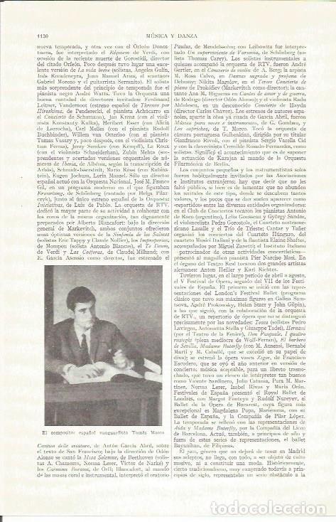 Otros art&iacute;culos de coleccionismo en papel: LAMINA ESPASA 37336: El compositor Tomas Marco - Varios
