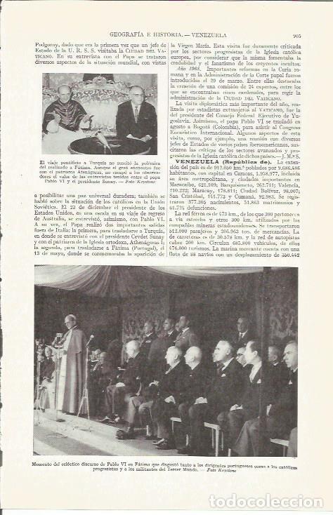 Otros art&iacute;culos de coleccionismo en papel: LAMINA ESPASA 37326: Discurso de Pablo VI en Fatima - Varios