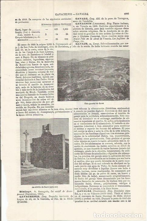 Otros art&iacute;culos de coleccionismo en papel: LAMINA ESPASA 37590: Vista y ermita de Gava, Barcelona - Varios