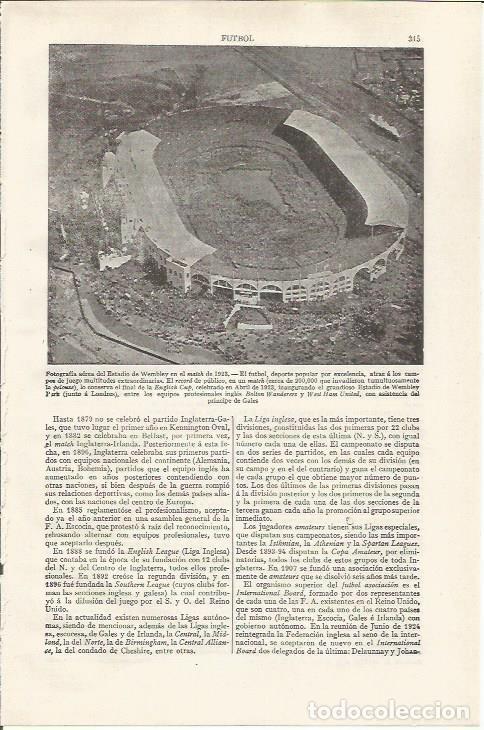 Otros art&iacute;culos de coleccionismo en papel: LAMINA ESPASA 37426: Estadio de Wembley en 1922 - Varios