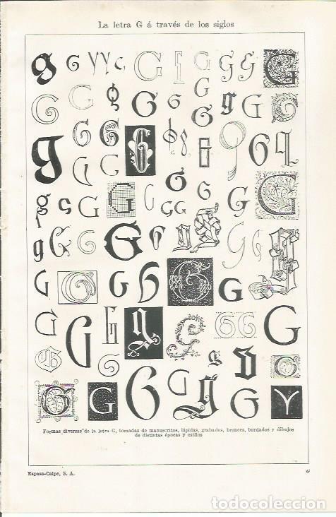 Otros Art&iacute;culos de Coleccionismo en Papel: LAMINA ESPASA 37429: La letra G a traves de los siglos - Varios