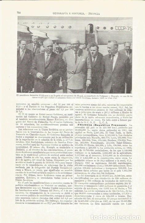 Otros Art&iacute;culos de Coleccionismo en Papel: LAMINA ESPASA 37287: El presidente de Finlandia Kekkonen en Moscu - Varios