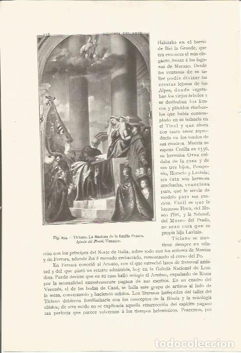 Otros art&iacute;culos de coleccionismo en papel: LAMINA 26841: La Madona de la familia Pesaro, por Tiziano - J. Pijoan