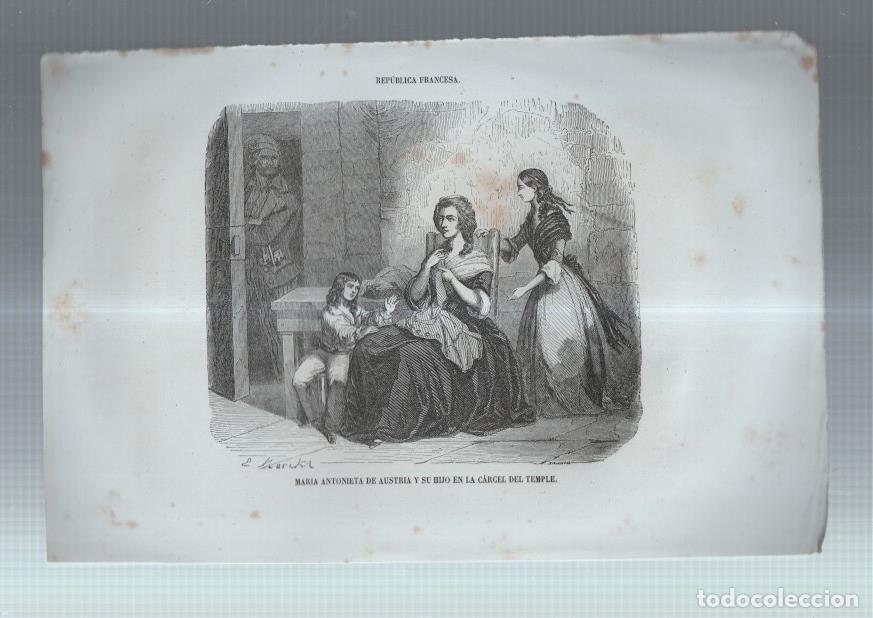 Otros art&iacute;culos de coleccionismo en papel: Lamina numero 25: Los Heroes y las maravillas del mundo: Maria Antonieta y su hijo en la carcel del