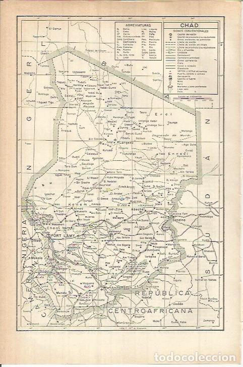 Otros art&iacute;culos de coleccionismo en papel: LAMINA ESPASA 38076: Mapa de Chad - Varios