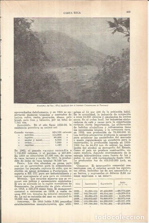 Otros art&iacute;culos de coleccionismo en papel: LAMINA ESPASA 38071: Monta&ntilde;as del Sur, Costa Rica - Varios