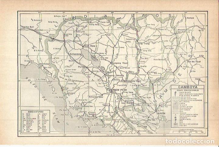 Otros art&iacute;culos de coleccionismo en papel: LAMINA ESPASA 38036: Mapa de Camboya - Varios