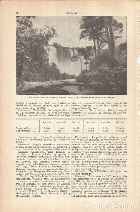 Otros art&iacute;culos de coleccionismo en papel: LAMINA ESPASA 37977: Cascadas del Duque de Braganza en Angola - Varios