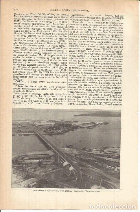 Otros art&iacute;culos de coleccionismo en papel: LAMINA ESPASA 38069: Puente sobre la laguna Ebrie - Varios