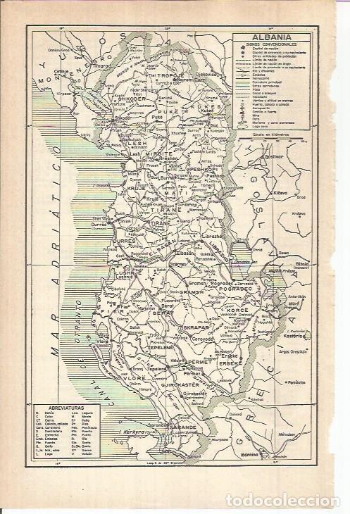 Otros art&iacute;culos de coleccionismo en papel: LAMINA ESPASA 37985: Mapa de Albania - Varios