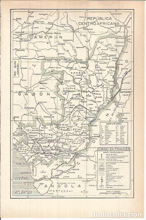 Otros art&iacute;culos de coleccionismo en papel: LAMINA ESPASA 38062: Mapa del Congo ex frances - Varios