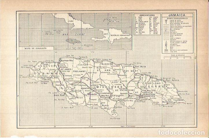 Otros art&iacute;culos de coleccionismo en papel: LAMINA ESPASA 38191: Mapa de Jamaica - Varios