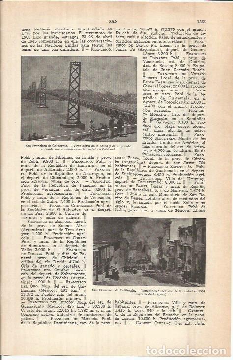Otros art&iacute;culos de coleccionismo en papel: LAMINA ESPASA 37955: Bahia y puente de San Francisco, Estados Unidos - Varios