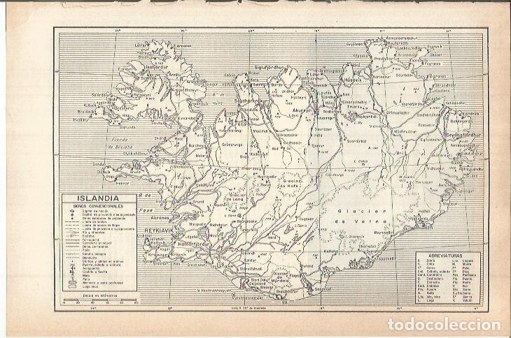 Otros art&iacute;culos de coleccionismo en papel: LAMINA ESPASA 38186: Mapa de Islandia - Varios
