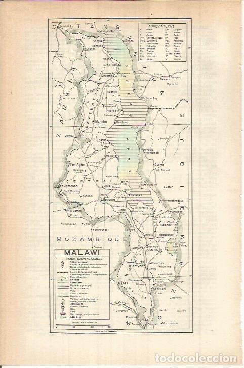 Otros art&iacute;culos de coleccionismo en papel: LAMINA ESPASA 38216: Mapa de Malawi - Varios
