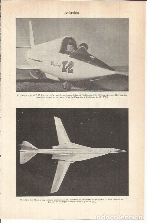 Otros art&iacute;culos de coleccionismo en papel: LAMINA ESPASA 37995: El teniente coronel F. K. Everest en el avion X-2 - Varios