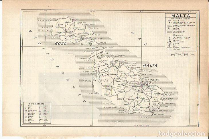 Otros art&iacute;culos de coleccionismo en papel: LAMINA ESPASA 38220: Mapa de Malta - Varios
