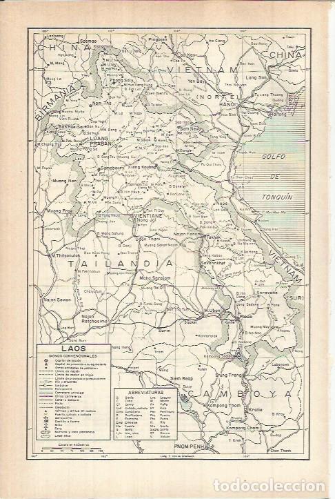 Otros art&iacute;culos de coleccionismo en papel: LAMINA ESPASA 38200: Mapa de Laos - Varios