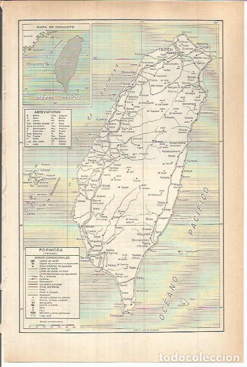 Otros art&iacute;culos de coleccionismo en papel: LAMINA ESPASA 38150: Mapa de Formosa (Taiwan) - Varios