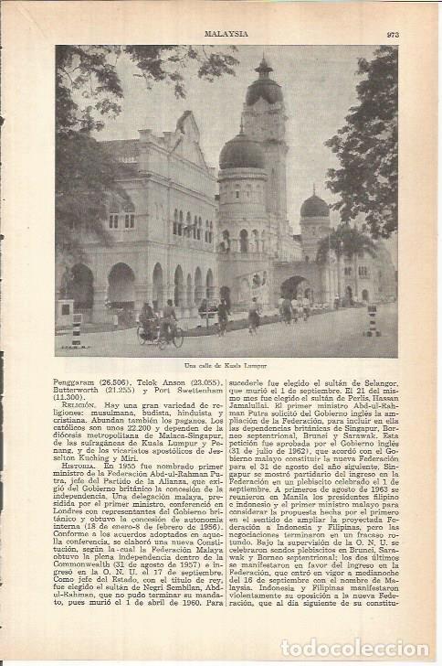 Otros art&iacute;culos de coleccionismo en papel: LAMINA ESPASA 38218: Calle de Kuala Lumpur - Varios