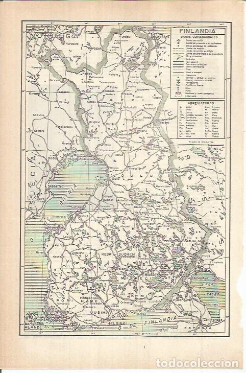 Otros art&iacute;culos de coleccionismo en papel: LAMINA ESPASA 38145: Mapa de Finlandia - Varios