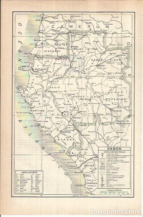 Otros art&iacute;culos de coleccionismo en papel: LAMINA ESPASA 38153: Mapa de Gabon - Varios
