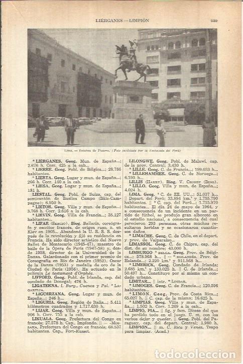 Otros art&iacute;culos de coleccionismo en papel: LAMINA ESPASA 38207: Estatua de Pizarro en Lima, Peru - Varios