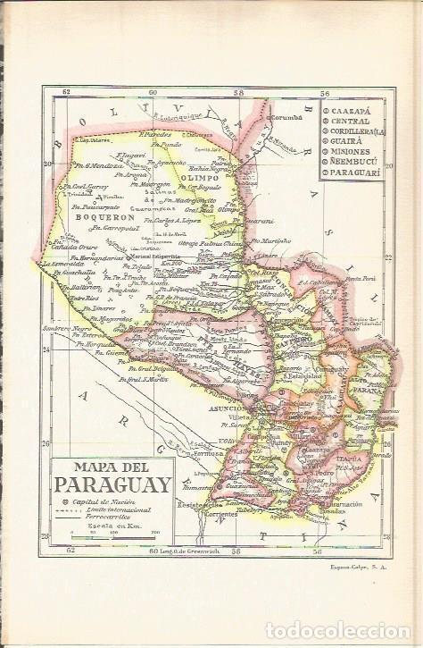 Otros art&iacute;culos de coleccionismo en papel: LAMINA ESPASA 37756: Mapa de Paraguay - Varios