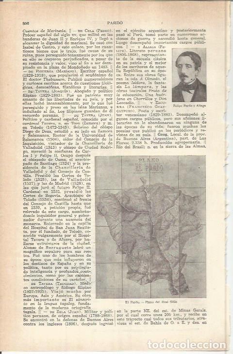 Otros art&iacute;culos de coleccionismo en papel: LAMINA ESPASA 37759: Plano de El Pardo - Varios